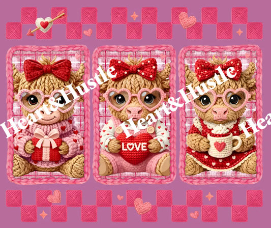 Faux Valentine Highland Cow