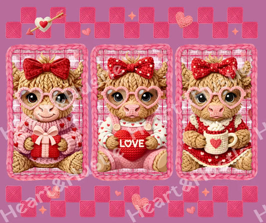 Faux Valentine Highland Cow