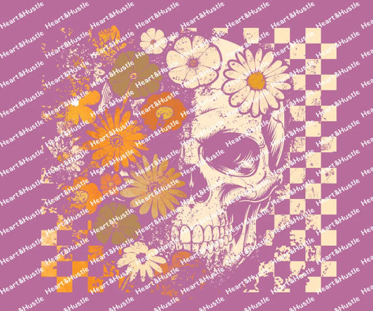 Floral Two Tone Skull
