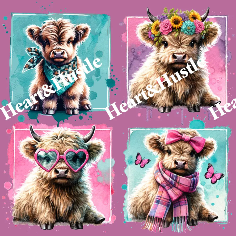 Four Baby Highland Cows