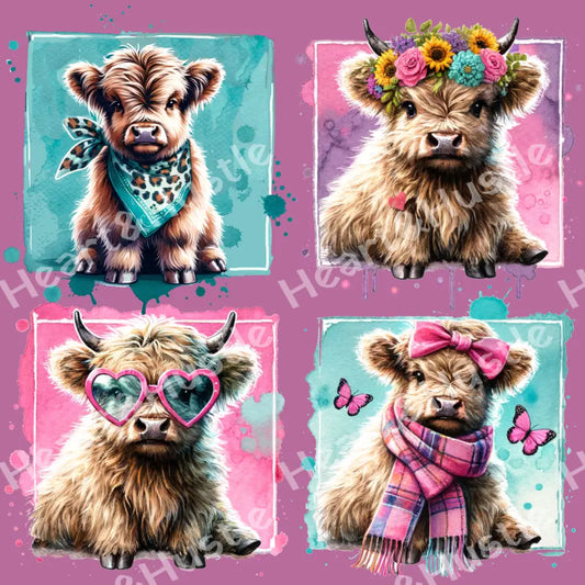 Four Baby Highland Cows
