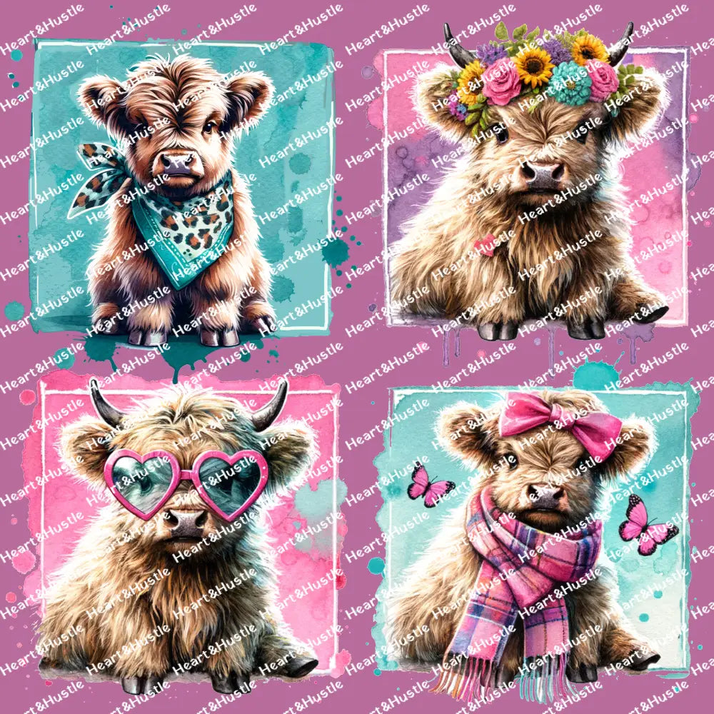 Four Baby Highland Cows