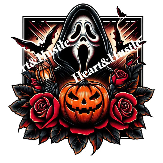 Ghost Face With Pumpkins
