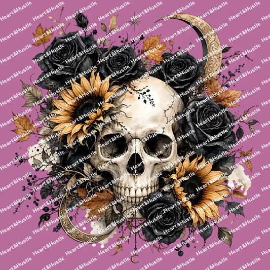Gothic Floral Skull