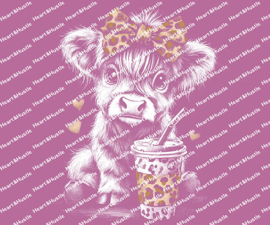 Halftone Cheetah Highland Cow