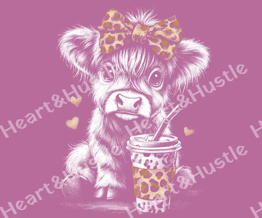 Halftone Cheetah Highland Cow