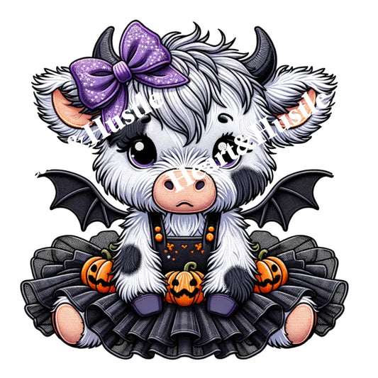 Halloween Cow With Pumpkins