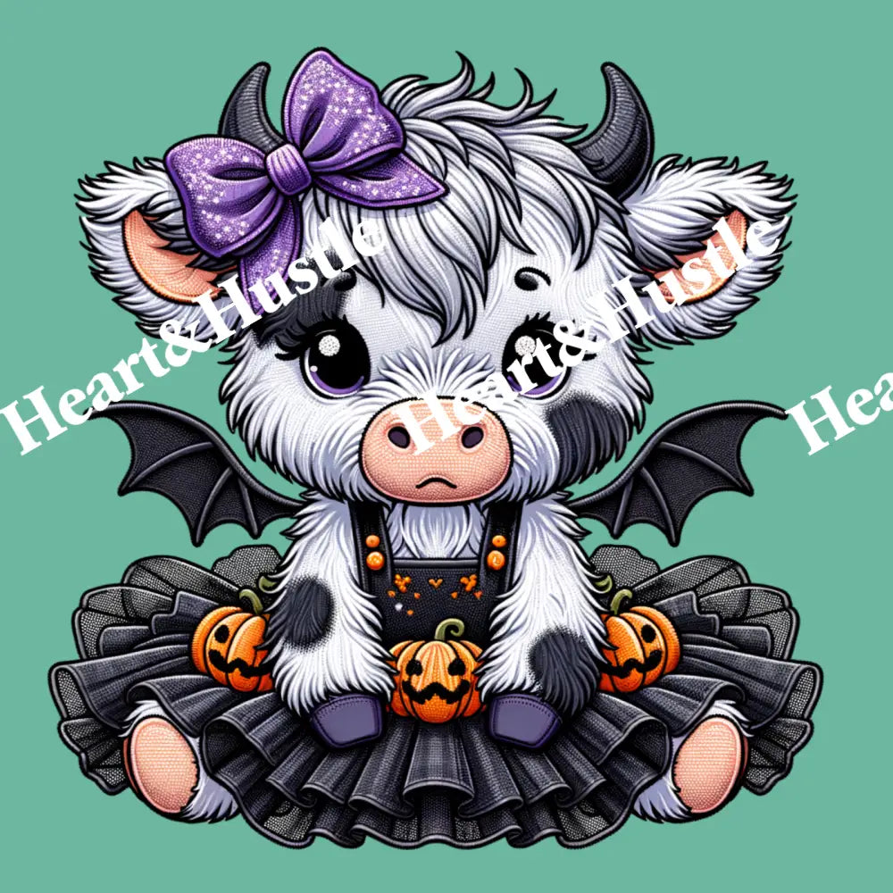 Halloween Cow With Pumpkins