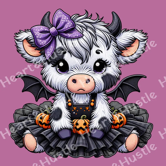 Halloween Cow With Pumpkins