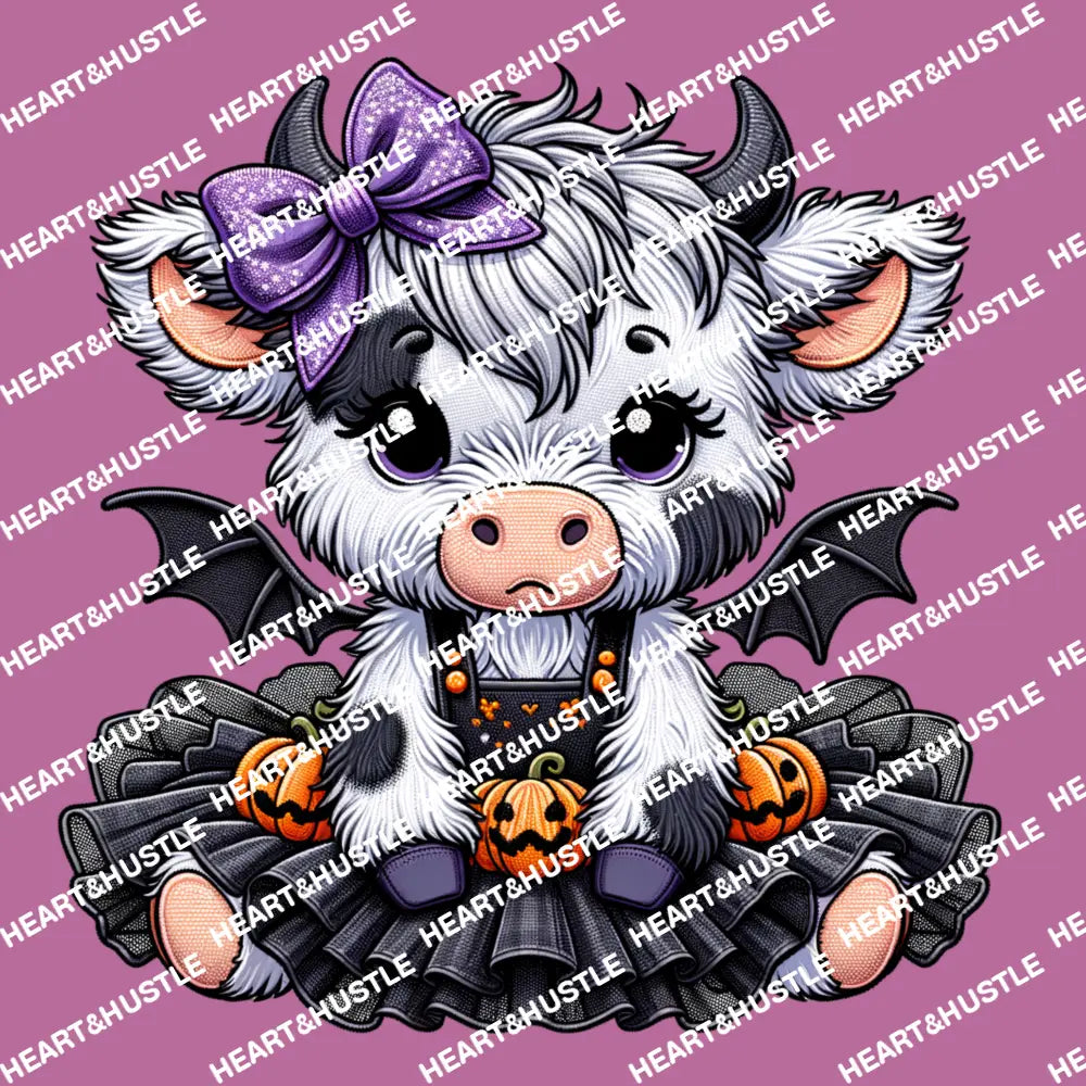 Halloween Cow With Pumpkins
