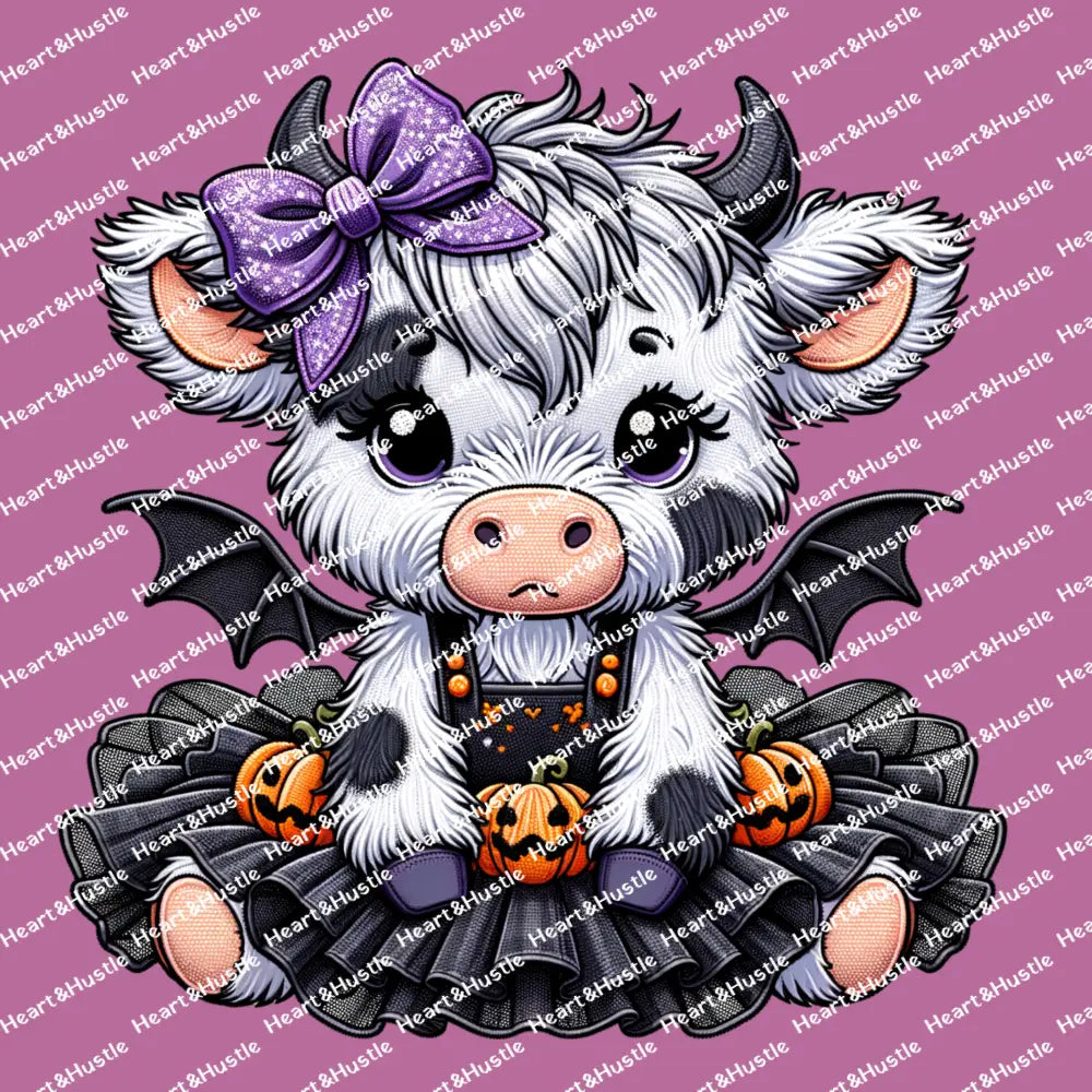 Halloween Cow With Pumpkins