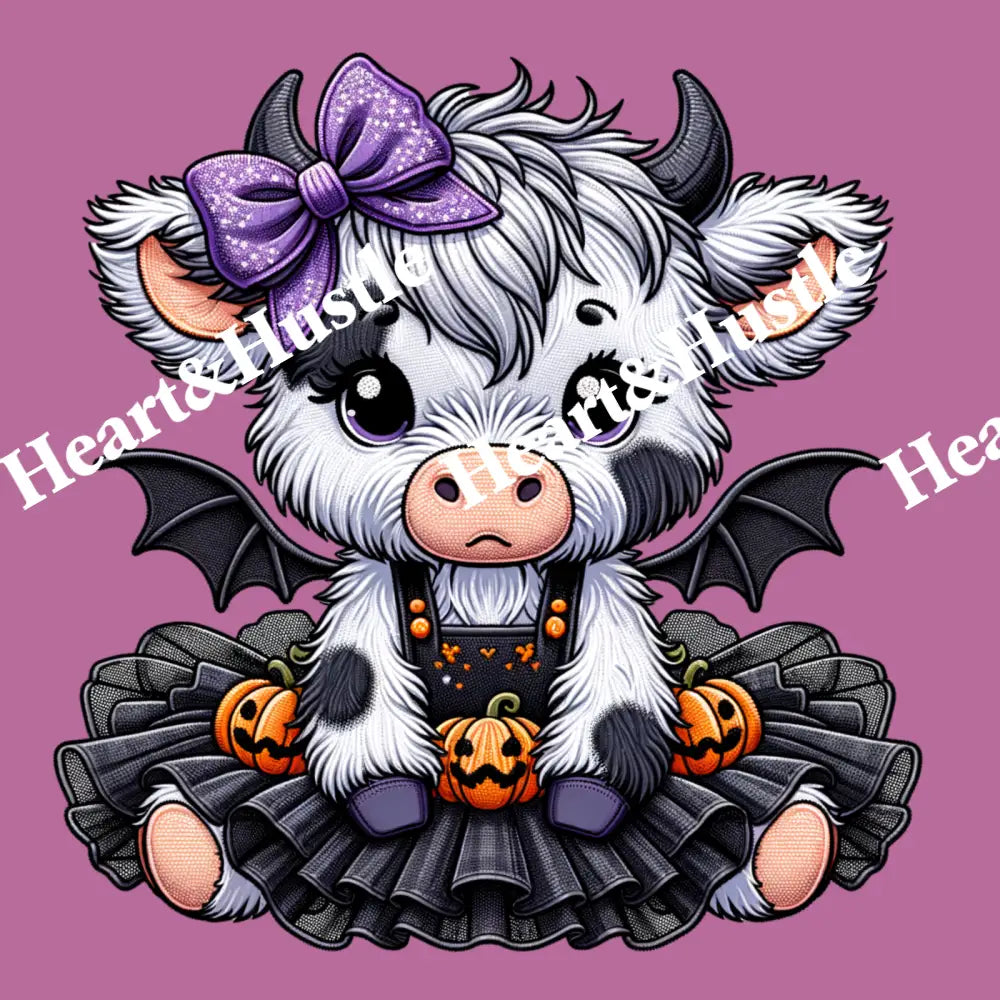 Halloween Cow With Pumpkins