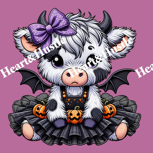 Halloween Cow With Pumpkins