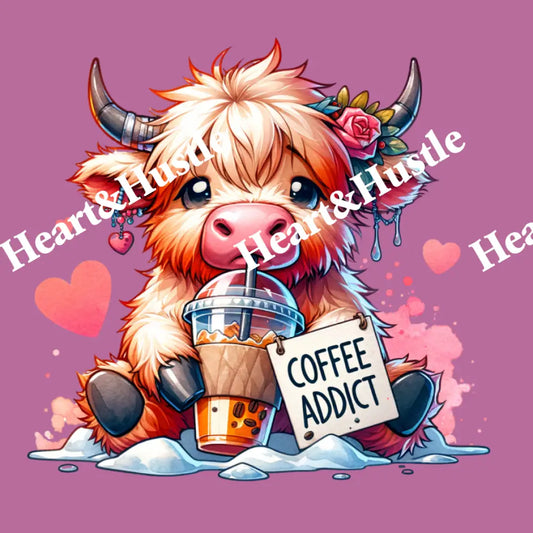 Highland Cow Coffee Addict