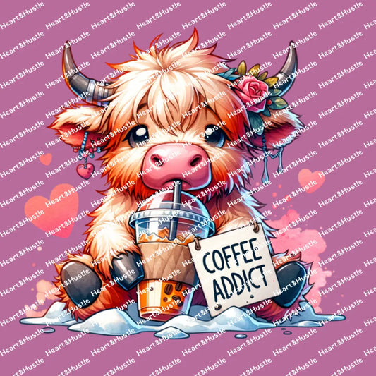 Highland Cow Coffee Addict