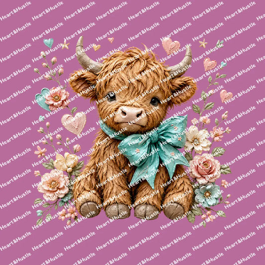 Highland Cow Turquoise 1
