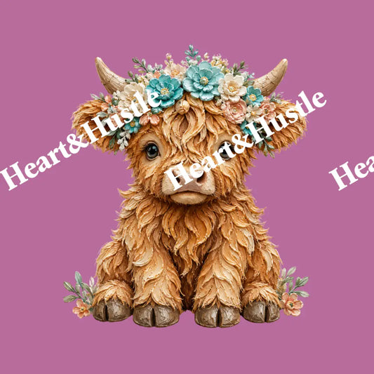 Highland Cow Turquoise 2