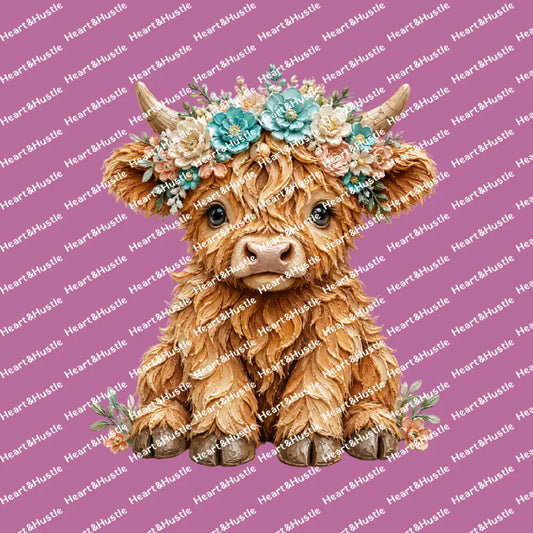 Highland Cow Turquoise 2
