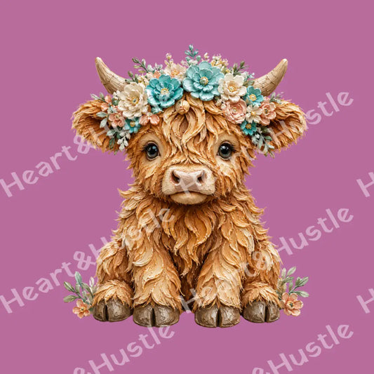 Highland Cow Turquoise 2