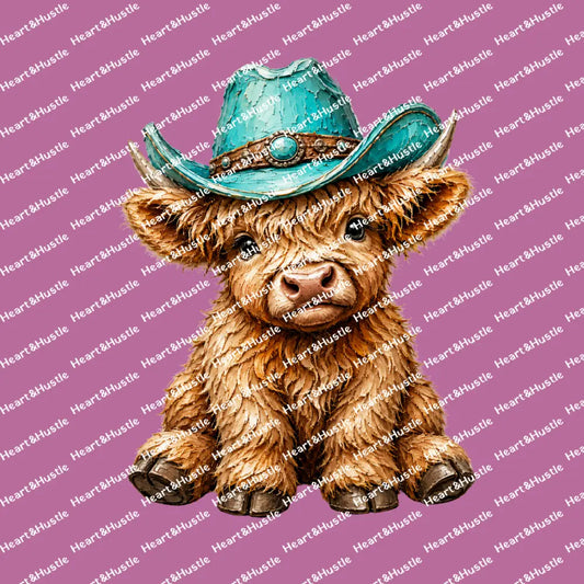 Highland Cow Turquoise 3