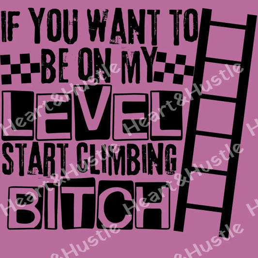 If You Want To Be On My Level Start Climbing Bitch