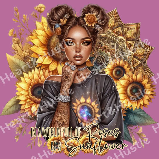 IN A WHOLE FULL OF ROSES BE A SUNFLOWER