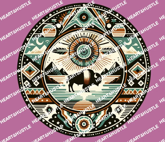 Indigenous Art Round Buffalo