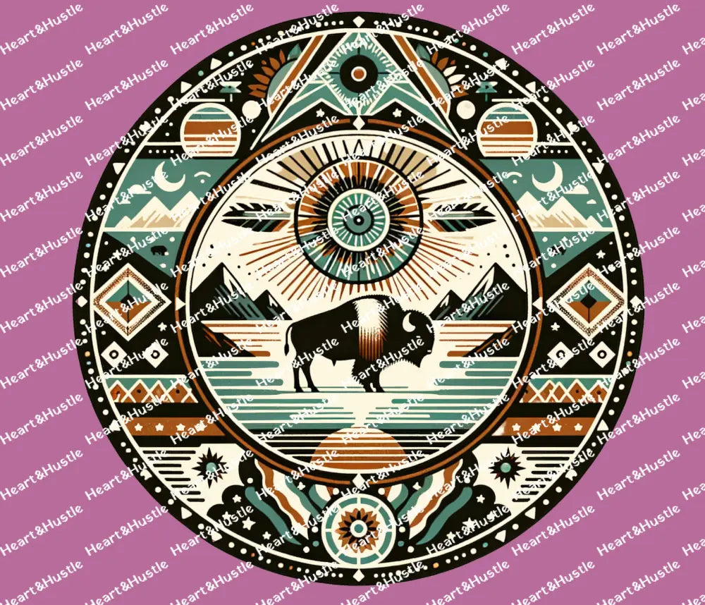 Indigenous Art Round Buffalo
