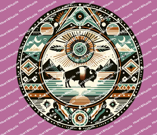 Indigenous Art Round Buffalo