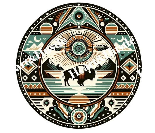 Indigenous Art Round Buffalo