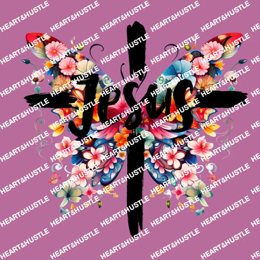 jesus Floral Black
