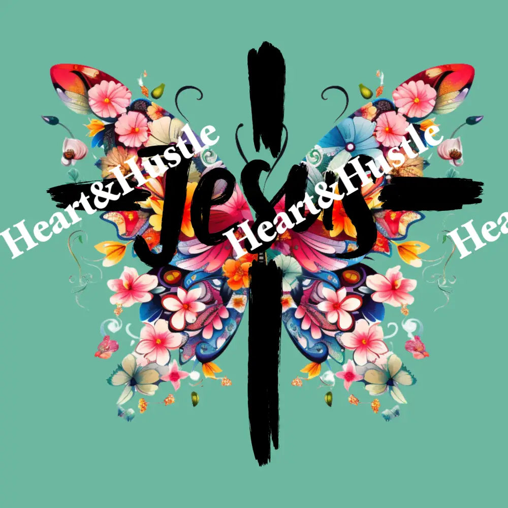 jesus Floral Black