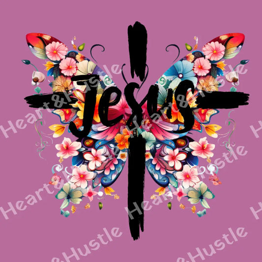 jesus Floral Black