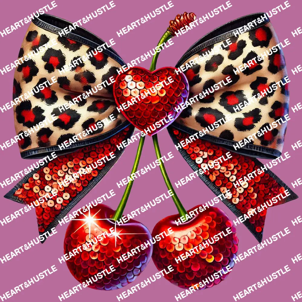 Cherries Heart Bow