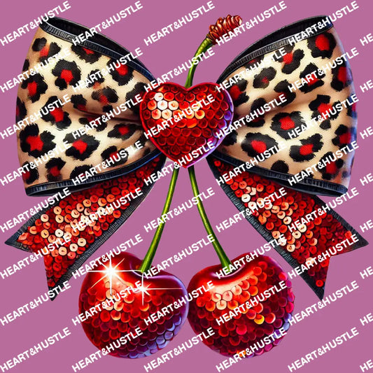Cherries Heart Bow