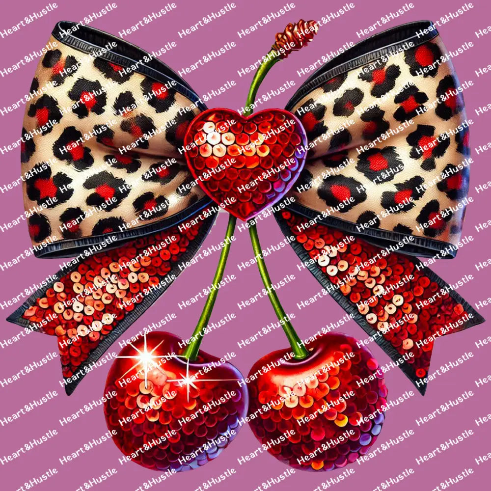 Cherries Heart Bow
