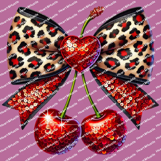 Cherries Heart Bow