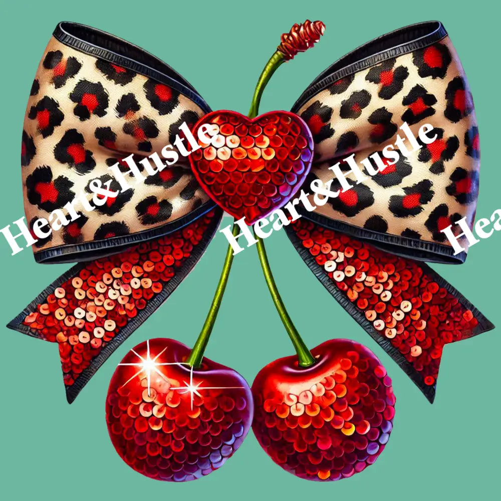 Cherries Heart Bow