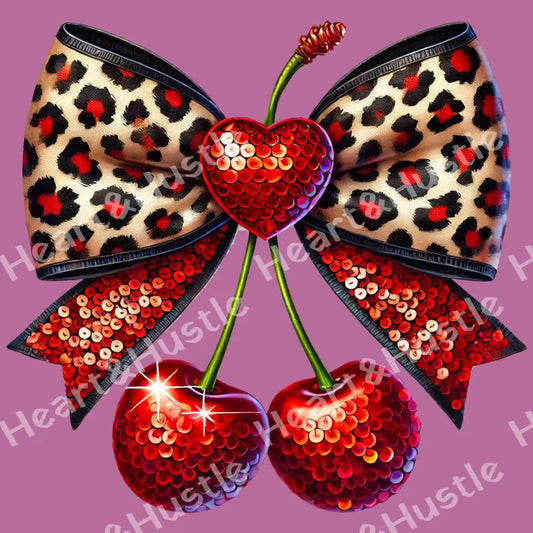 Cherries Heart Bow