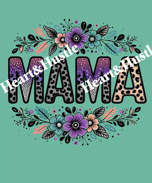 Mama Floral Glitter