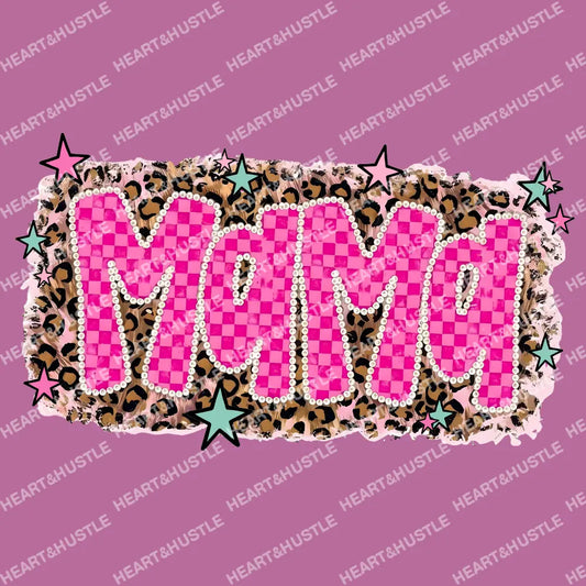 Mama Pink Retro Leopard Retro Checkered