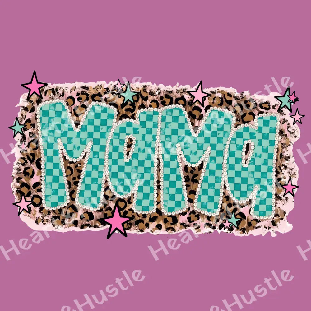 Mama Turqouise Leopard Retro Checkered