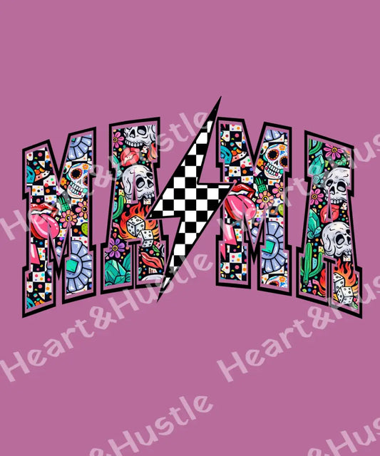 Mama Varsity Checkered Lightning Bolt