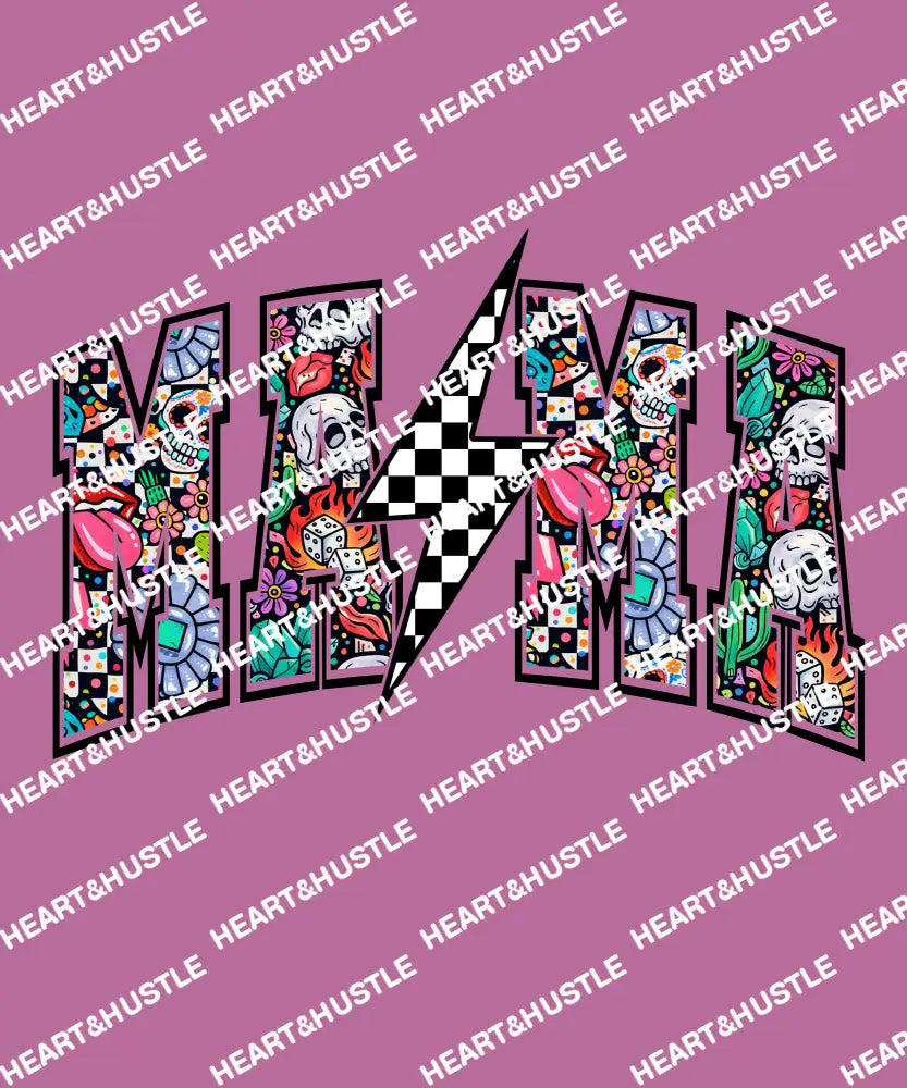 Mama Varsity Checkered Lightning Bolt