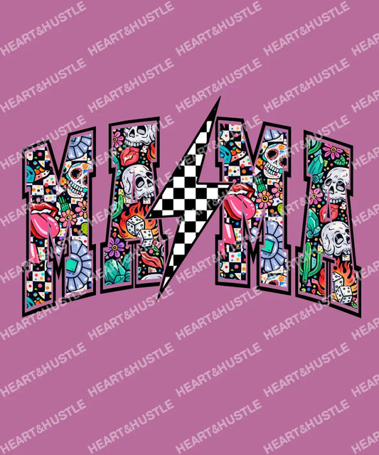 Mama Varsity Checkered Lightning Bolt