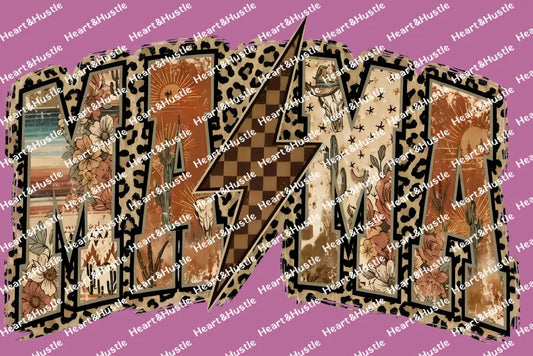 Mama Western Leopaed Lightning Bolt