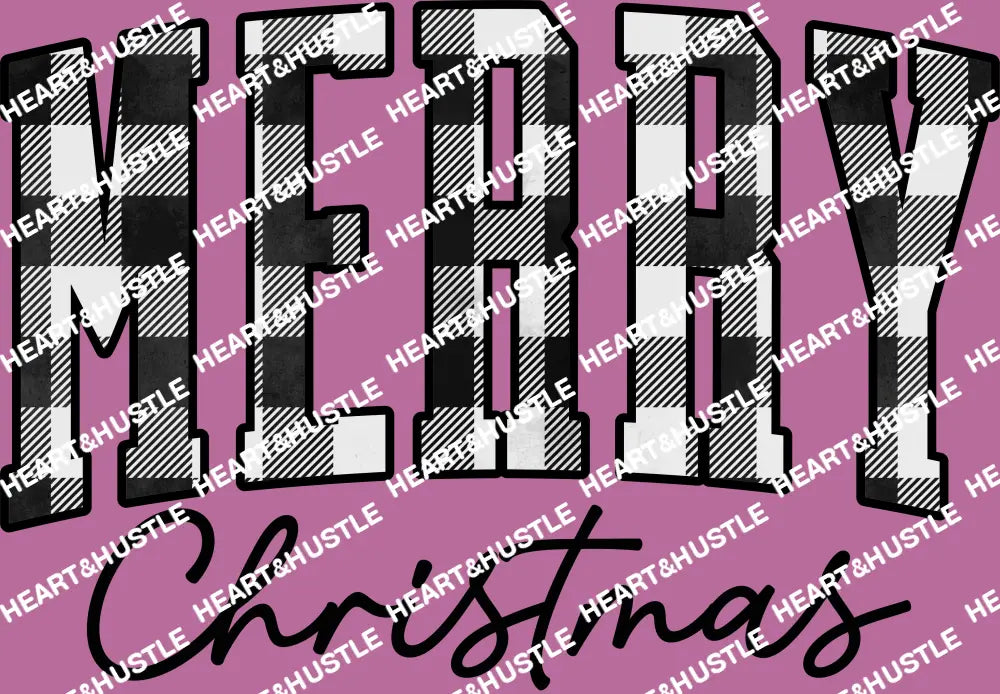 Merry Christmas Plaid B/W