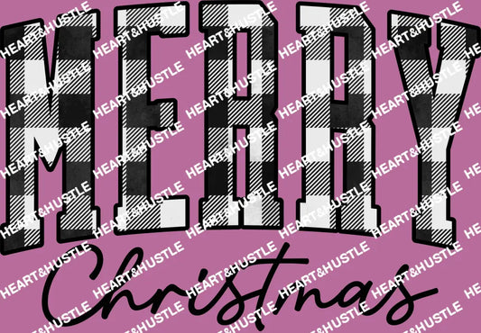 Merry Christmas Plaid B/W