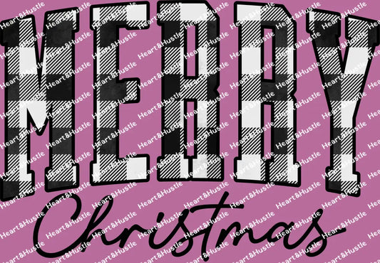 Merry Christmas Plaid B/W