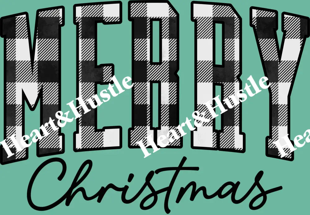 Merry Christmas Plaid B/W